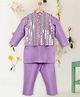 Saka Designs By Sapna Silk Woven Full Sleeves Solid Kurta Pyjama With Threadwork Detailed Jacket Set - Lavender