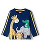 Babyhug 100% Cotton Knit Full Sleeves T-Shirt with Animal Print & Tape Detailing - Navy Blue