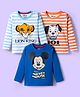 Babyhug Disney Single Jersey Knit Full Sleeves T-Shirts with Disney Characters Graphic Pack of 3 - Light Blue Orange & Blue