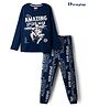 Honeyhap Marvel Single Jersey Knit Full Sleeves Night Suit with Spider Man Graphics - Navy Blue