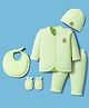 I Bears Interlock Knit Full Sleeves T-Shirt & Pant Set With Cap Mittens & Bib - Lime Green