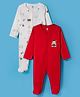 I Bears Interlock Knit Full Sleeves Sleepsuit With Animal Print Pack Of 2 - Red & White