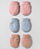 I Bears Interlock Knit  Solid Color Mittens Pack of 3 - Pink Light Blue & Dark Peach