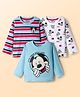 Babyhug Disney Single Jersey Knit Full Sleeves T-Shirts with Mickey Mouse Graphics & Stripes Pack of 3 - Multicolor