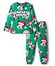 Pine Kids Disney Single Jersey Knit Full Sleeves Co-Ord Nightsuit with Mickey Mouse Print - Green