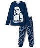 Pine Kids Lucas Single Jersey Knit Full Sleeves Night Suit with Star Wars Graphic - Navy Blue