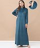 Secret Wish Velvet Woven Full Sleeves Solid Maternity Nighty With Centre Front Access - Teal