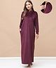 Secret Wish Velvet Woven Full Sleeves Solid Maternity Nighty With Centre Front Access - Wine