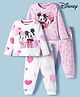 Babyhug Disney Single Jersey Knit Full Sleeves Night Suit with Minnie Graphic Pack of 2 - Pink & White