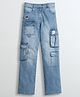 Barbie by Tiny Girl Cotton Woven Characters Printed Washed Cargo Pants - Light Blue