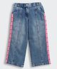 Barbie by Tiny Girl Cotton Denim Side Taped & Mild Washed Wide Legged Jeans - Light Blue