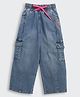 Barbie by Tiny Girl Cotton Denim Mild Washed Cargo Jeans - Blue