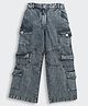 Barbie by Tiny Girl Cotton Denim Solid Cargo Jeans - Black