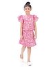 Barbie by Tiny Girl Cotton Woven Cap Sleeves Typography Printed Top With Skirt Set - Pink