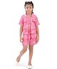 Barbie by Tiny Girl Half Sleeves Typography Printed Shirt & Sleevess Inner With Shorts Set - Pink