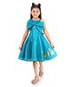 Barbie by Tiny Girl Woven Sleeveless Bow Applique Detailed & Typography Foil Printed Dress - Rama Green