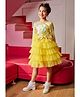 Barbie by Tiny Girl Woven Mattel Featuring Full Sleeves Character Glitter Printed & Sequins Embellished Layered Dress - Yellow