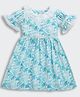 Barbie by Tiny Girl Woven Half Bell Sleeves Beach Theme Printed Dress - Turquise Blue