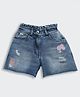 Barbie by Tiny Girl Denim Woven Characters Printed Distressed Shorts - Dark Blue
