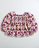 Barbie by Tiny Girl Full Puffed Sleeves Stars Printed Smocked Top - Wine