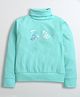 Barbie by Tiny Girl Woven Full Sleeves Typography Printed Turtle Neck Top - Turquoise Green