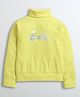Barbie by Tiny Girl Woven Full Sleeves Typography Printed Turtle Neck Top - Yellow