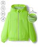 Pine Active Knit Full Sleeve Ultra Comfort  Lightweight Windbreaker Athleisure Hooded Jacket - Neon Green