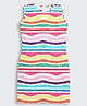 Barbie by Tiny Girl Woven Sleeveless Abstract Striped & Typography Printed Dress - Tomato & Multi Colour