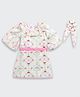 Barbie by Tiny Girl Knit Mattel Featuring Half Bell Sleeves Character Printed Dress With Scrunchie Set - Pink