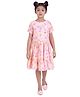Barbie by Tiny Girl Woven Half Sleeves Pearls Embellished Character Designed & Fruits Printed Dress - Pink
