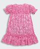 Barbie by Tiny Girl Half Puffed Sleeves Typography Printed Dress - Pink