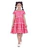 Barbie by Tiny Girl Woven Half Sleeves Typography Printed Dress - Dark Pink