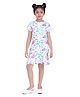 Barbie by Tiny Girl Woven Half Sleeves Vehicles Printed Dress - White