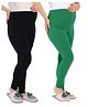 TUMMY Viscose Knit Pack Of 2 Solid Active Wear Maternity Leggings - Green & Black