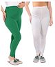 TUMMY Viscose Knit Pack Of 2 Solid Active Wear Maternity Leggings - Green & White