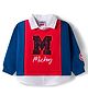 Babyhug Disney Terry Knit Drop Shoulder Full Sleeves Sweatshirt With Attached Inner Shirt & Mickey Mouse Graphics & Badge Detailing - Blue & Red