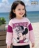 Babyhug Disney Terry Knit Drop Shoulder Full Sleeves Cut & Sew Sweatshirt with Minnie Mouse Graphic & Sequin Detailing - Pink