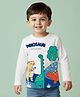Babyhug 100% Cotton Knit Full Sleeves T-Shirt with Dino Print - White