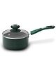 Hautechef Non-Stick Saucepan with Glass Lid 16cm, 3-Layer ILAG Swiss Coating, PFOA-Free, Induction Friendly, with Soft-Touch Matching Handle, Color Green - 1500 ml