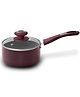 Hautechef Non-Stick Saucepan with Glass Lid 16cm, 3-Layer ILAG Swiss Coating, PFOA-Free, Induction Friendly, with Soft-Touch Matching Handle, Color Maroon - 1500 ml