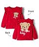 Babyhug 100% Cotton Knit Full Sleeves T-Shirts with Front & Back Bear Print & Frill Detailing - Red
