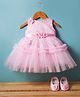 Blabber Sleeveless Floral Applique Detailed Knee Length Layered Dress - Pink