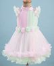 Blabber Sleeveless Floral Applique & Frill Detailed Layered Knee Length Dress - Pink