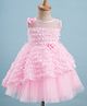 Blabber Sleeveless Floral Applique Layered Knee Length Dress - Pink