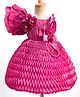 Blabber Half Flutter Sleeves Floral Applique Detailed Stone Embellished Pleated Knee Length Dress - Pink