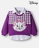 Babyhug Disney Terry Knit Full Sleeves Drop Shoulder Sweatshirt with Attached Inner Shirt & Marie Graphics - Purple