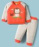 Wingsfield Full Raglan Sleeves Lion Printed Winter Sweatshirt & Jogger Set - Orange