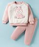 Wingsfield Full Sleeves Sequins Embellished Animal Embroidered Light Winter Sweatshirt & Joggers Set - Nude