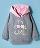 Wingsfield Full Sleeves Im Cool Girl Text Printed Hooded Light Winter Sweatshirt - Grey