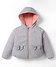 Wingsfield Full Sleeves Bow Applique Detailed Padded Light Winter Hooded Jacket - Grey
